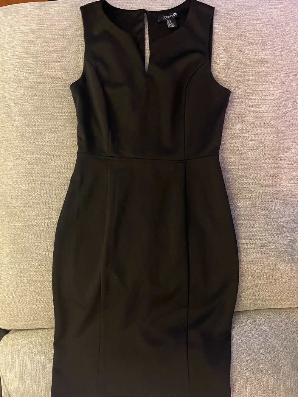 Forever 21 Black Sleeveless Sheath Dress with Front Notch
